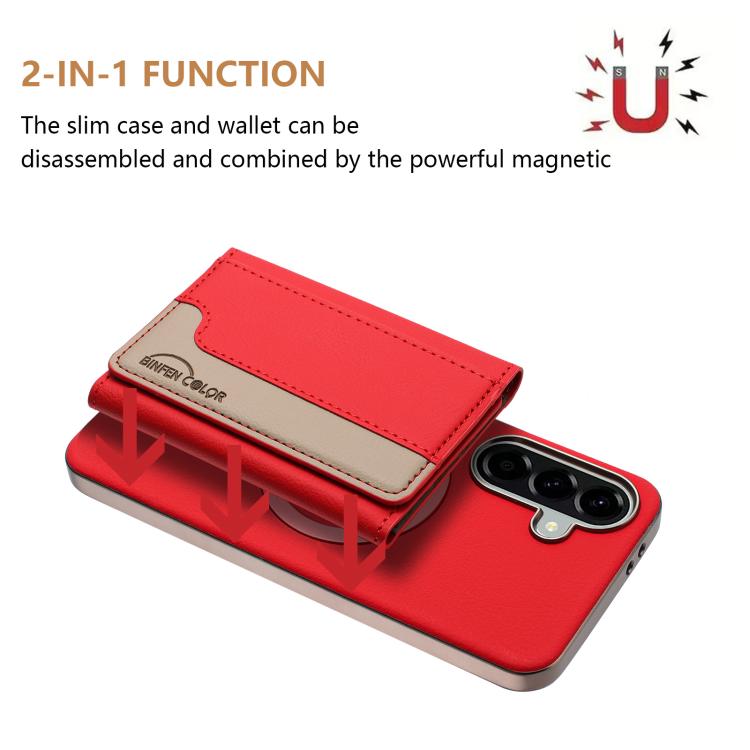 Portafoglio magnetico orizzontale in tinta con custodia per telefono RFID MagSafe, For Samsung Galaxy A25, For Samsung Galaxy A55