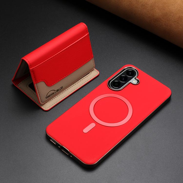 Portafoglio magnetico orizzontale in tinta con custodia per telefono RFID MagSafe, For Samsung Galaxy A25, For Samsung Galaxy A55