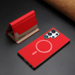 Portafoglio magnetico orizzontale in tinta con custodia per telefono RFID MagSafe, For Samsung Galaxy S24 Ultra 5G, For Samsung Galaxy S24+ 5G, For Samsung Galaxy S24 5G, For Samsung Galaxy S23 Ultra 5G