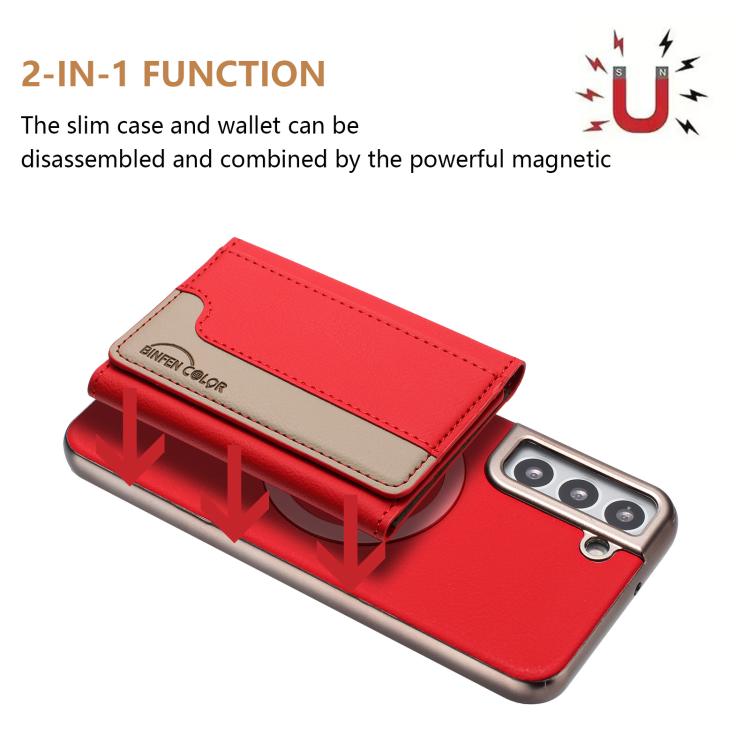 Portafoglio magnetico orizzontale in tinta con custodia per telefono RFID MagSafe, For Samsung Galaxy S22 5G, For Samsung Galaxy S21 5G, For Samsung Galaxy S21+ 5G, For Samsung Galaxy S21 Ultra 5G