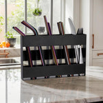 Porta posate in metallo a cinque scomparti per cannucce, organizer da cucina, without Soft Magnetic Sheet, with 12pcs Soft Magnetic Sheet