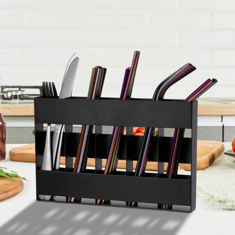 Porta posate in metallo a cinque scomparti per cannucce, organizer da cucina, without Soft Magnetic Sheet, with 12pcs Soft Magnetic Sheet