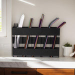Porta posate in metallo a cinque scomparti per cannucce, organizer da cucina, without Soft Magnetic Sheet, with 12pcs Soft Magnetic Sheet