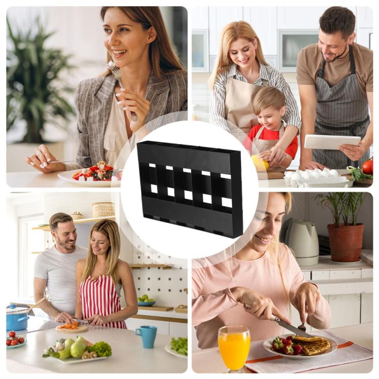 Porta posate in metallo a cinque scomparti per cannucce, organizer da cucina, without Soft Magnetic Sheet, with 12pcs Soft Magnetic Sheet