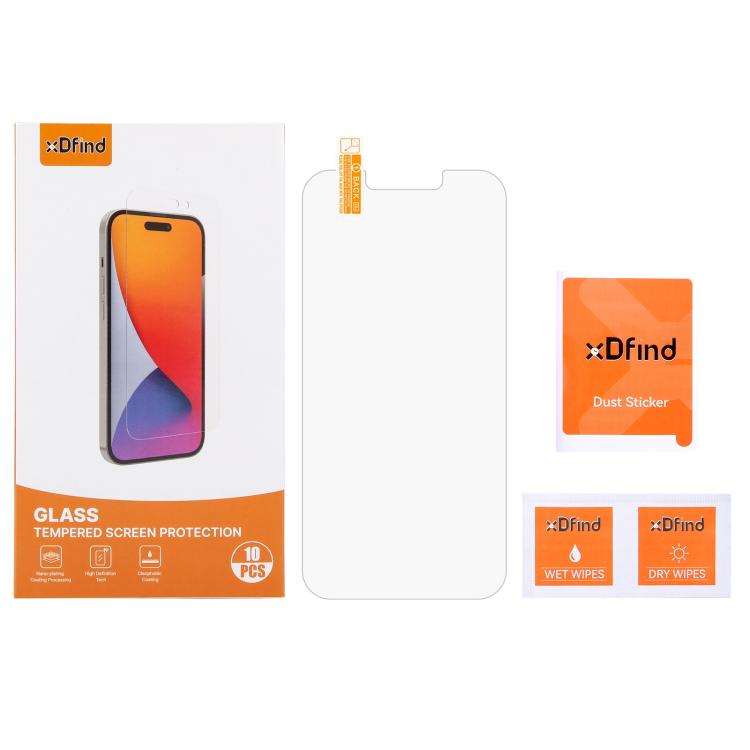 10 pezzi xDfind Pellicola in vetro temperato di alluminio da 0,26 mm 9H 2.5D, For iPhone 17e / 16e / 13 / 13 Pro, For iPhone 16 Pro Max, For iPhone 16 Pro, For iPhone 16 Plus, For iPhone 16, For iPhone 15 Plus / 15 Pro Max, For iPhone 15 / 15 Pro      ...