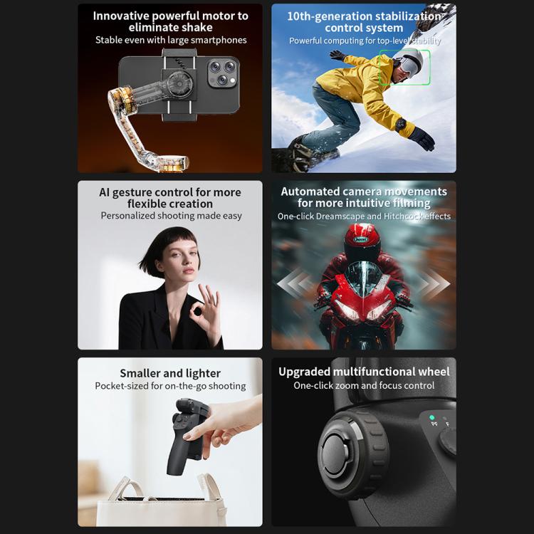 FUNSNAP CM8 Stabilizzatore Smartphone 3 Assi Pieghevole