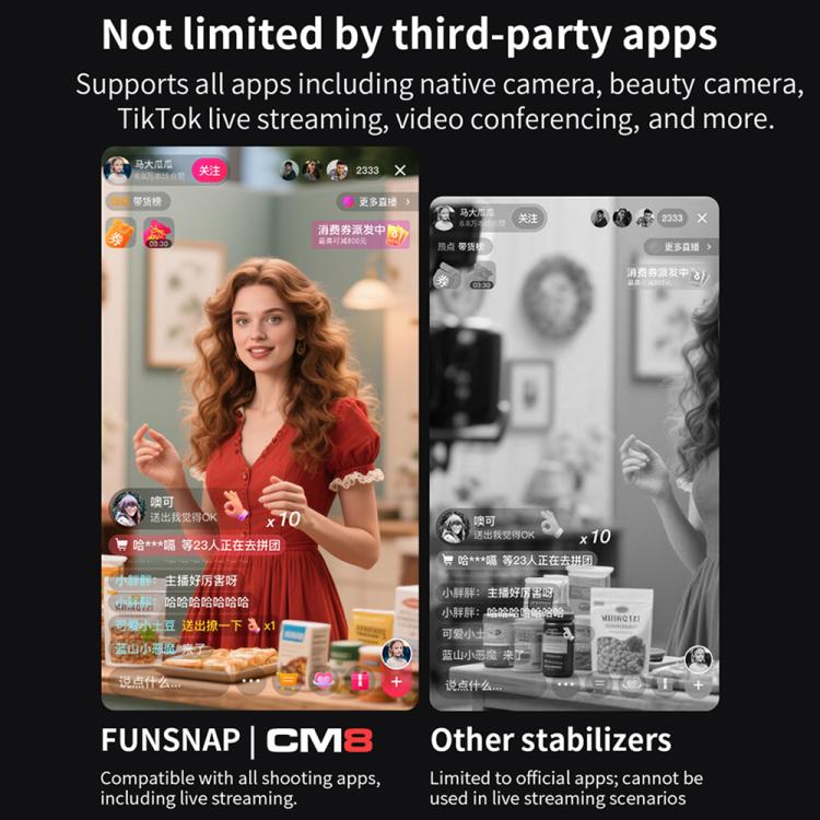 FUNSNAP CM8 Stabilizzatore Smartphone 3 Assi Pieghevole