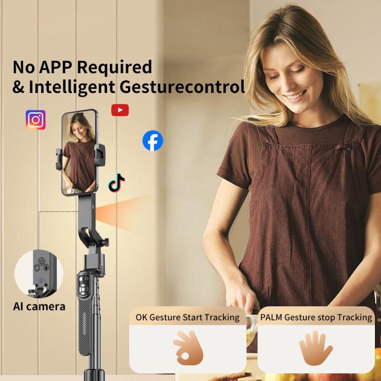 Funsnap A8 Selfie Stick con Tracciamento Viso AI e Stabilizzazion