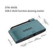 Onten 6 in 1 USB-C Multi-function Docking Station, HDTV+VGA+RJ45 Gigabit +USB-C Data +USB-C PD 3.0+USB 3.0
