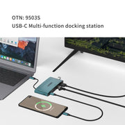 Onten 6 in 1 USB-C Multi-function Docking Station, HDTV+VGA+RJ45 Gigabit +USB-C Data +USB-C PD 3.0+USB 3.0