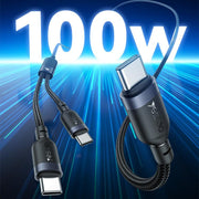 Yesido CA92 100W 5A USB-C / Type-C to Dual Type-C 2 in 1 Charging Cable, CA92