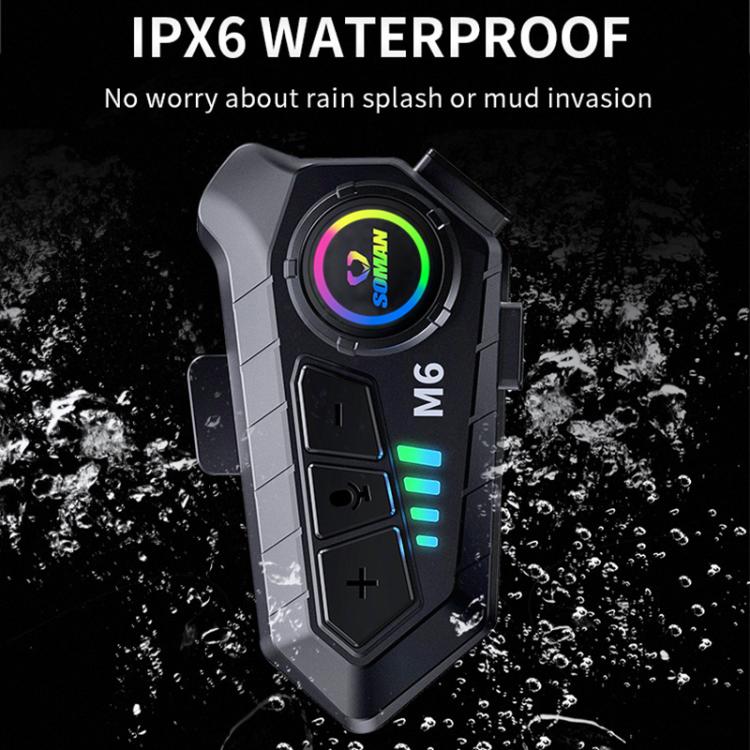 SOMAN Motorcycle Helmet Bluetooth Headset Stereo Voice Microphone, M6-Hard Mic, M6-Soft Mic