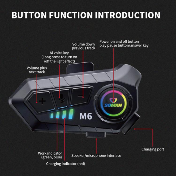 Cuffie Bluetooth per casco moto con microfono M6