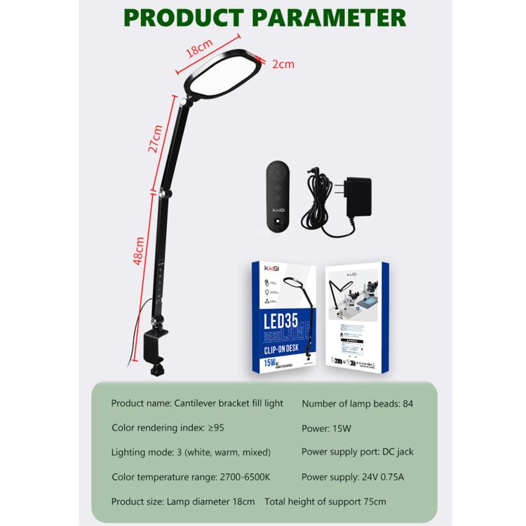 Kaisi LED35 - Faro di riempimento a sbalzo con supporto a clip, Kaisi LED35