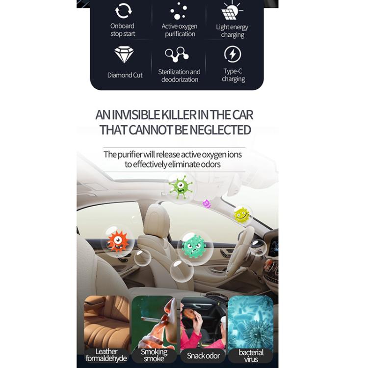 Purificatore d'aria per auto ad energia solare con portatarga, Solar Energy Air Purifier