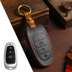 Cover protettiva in pelle bovina Crazy Horse a 3 pulsanti per chiave auto Hyundai Saria / Sonata B121, For Hyundai Staria 3-button, For Hyundai Staria / Sonata 3-button