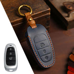 Cover protettiva in pelle bovina Crazy Horse a 3 pulsanti per chiave auto Hyundai Saria / Sonata B121, For Hyundai Staria 3-button, For Hyundai Staria / Sonata 3-button