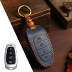 Cover protettiva in pelle bovina Crazy Horse a 4 pulsanti per chiave auto Hyundai Saria / Sonata B122, For Hyundai Staria 4-button, For Hyundai Staria / Sonata 4-button