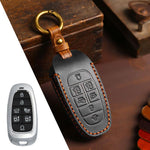 Cover protettiva in pelle bovina Crazy Horse per chiave auto a 7 pulsanti B124 per Hyundai Saria / Sonata., For Hyundai Staria 7-button, For Hyundai Staria / Sonata 7-button
