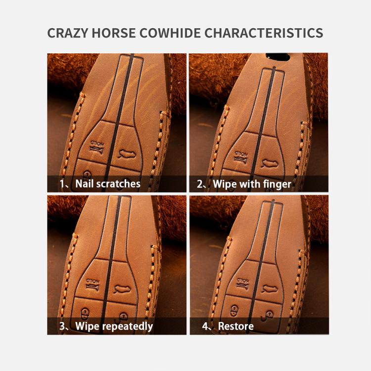 Cover protettiva in pelle bovina Crazy Horse per chiave auto Toyota Nord America a 3+1 pulsanti C013, For Toyota North American 3+1-button