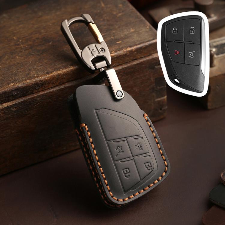 Copertura protettiva per chiave auto in pelle di vacchetta Hallmo Crazy Horse per Buick Envision Plus 2023, For Buick Envision Plus 2023 3-button, For Buick Envision Plus 2023 4-button, For Buick Envision Plus 2023 5-button                             ...
