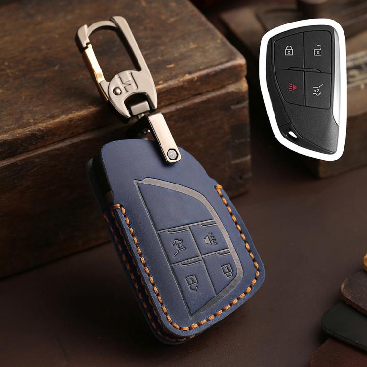 Copertura protettiva per chiave auto in pelle di vacchetta Hallmo Crazy Horse per Buick Envision Plus 2023, For Buick Envision Plus 2023 3-button, For Buick Envision Plus 2023 4-button, For Buick Envision Plus 2023 5-button                             ...