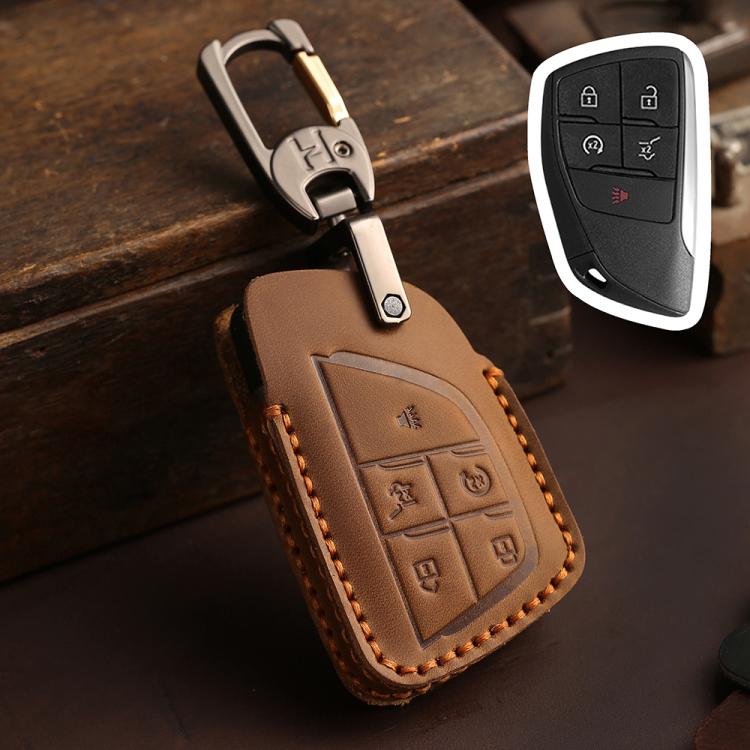 Copertura protettiva per chiave auto in pelle di vacchetta Hallmo Crazy Horse per Buick Envision Plus 2023, For Buick Envision Plus 2023 3-button, For Buick Envision Plus 2023 4-button, For Buick Envision Plus 2023 5-button                             ...