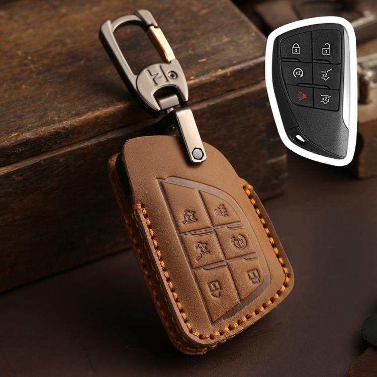 Copertura protettiva per chiave auto in pelle di vacchetta Hallmo Crazy Horse per Buick Envision Plus 2023, For Buick Envision Plus 2023 3-button, For Buick Envision Plus 2023 4-button, For Buick Envision Plus 2023 5-button                             ...