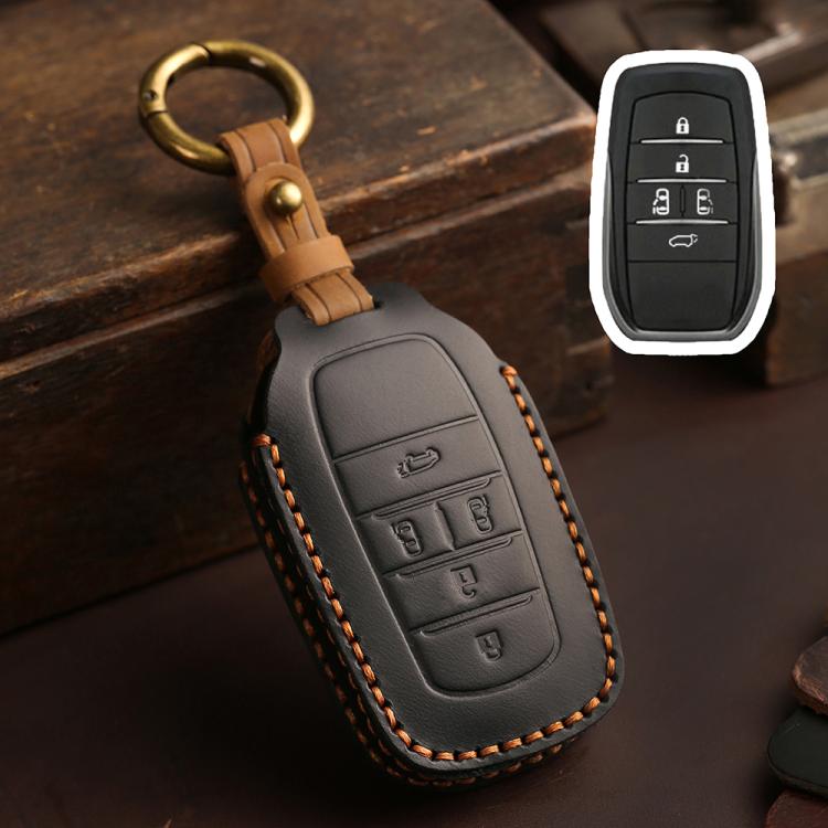 Per Toyota SIENNA / Granvia / Alphard / Vellfire Hallmo Crazy Horse Cover protettiva in pelle bovina per chiave auto, For Toyota SIENNA 4-button, For Toyota SIENNA 5-button, For Toyota SIENNA 6-button
