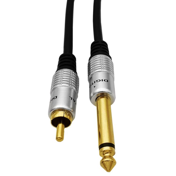 Cavo adattatore audio da connettore mono maschio da 6,35 mm a RCA maschio per amplificatore, altoparlanti e chitarra., 0.3m, 1.8m, 3m