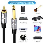 Cavo adattatore audio da connettore mono maschio da 6,35 mm a RCA maschio per amplificatore, altoparlanti e chitarra., 0.3m, 1.8m, 3m