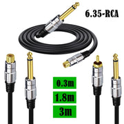 Cavo adattatore audio da connettore mono maschio da 6,35 mm a RCA femmina per amplificatore, altoparlanti e chitarra., 0.3m, 1.8m, 3m