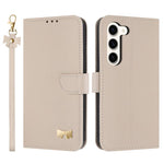 Custodia per telefono in pelle con fiocco in metallo e cinturino da polso, For Samsung Galaxy S23 Ultra 5G, For Samsung Galaxy S23+ 5G, For Samsung Galaxy S23 5G, For Samsung Galaxy S22 Ultra 5G