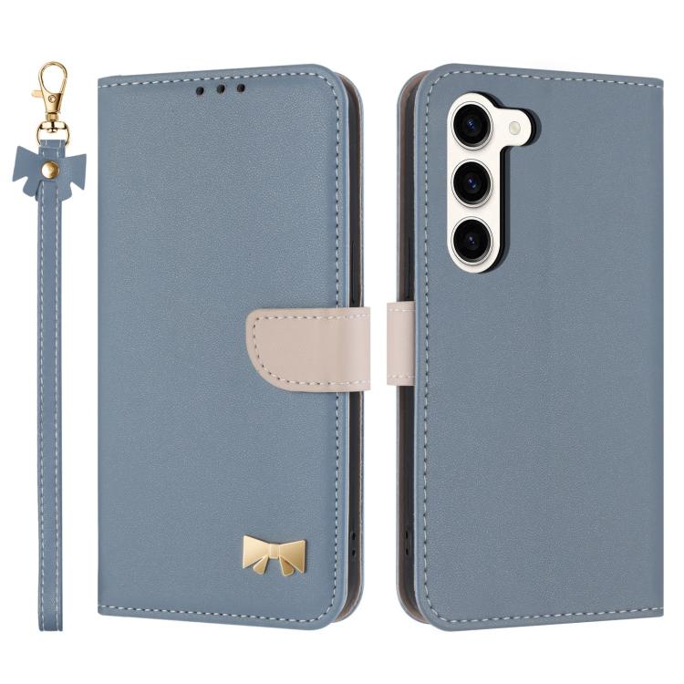 Custodia per telefono in pelle con fiocco in metallo e cinturino da polso, For Samsung Galaxy S23 Ultra 5G, For Samsung Galaxy S23+ 5G, For Samsung Galaxy S23 5G, For Samsung Galaxy S22 Ultra 5G