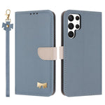 Custodia per telefono in pelle con fiocco in metallo e cinturino da polso, For Samsung Galaxy S23 Ultra 5G, For Samsung Galaxy S23+ 5G, For Samsung Galaxy S23 5G, For Samsung Galaxy S22 Ultra 5G
