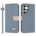 Custodia per telefono in pelle con fiocco in metallo e cinturino da polso, For Samsung Galaxy S25 Ultra 5G, For Samsung Galaxy S24 FE 5G, For Samsung Galaxy S24 Ultra 5G, For Samsung Galaxy S23 FE 5G