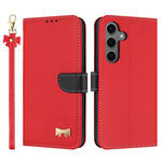 Custodia per telefono in pelle con fiocco in metallo e cinturino da polso, For Samsung Galaxy S25 FE 5G, For Samsung Galaxy S25 Edge 5G, For Samsung Galaxy S25 / S24 5G, For Samsung Galaxy S25+ / S24+ 5G