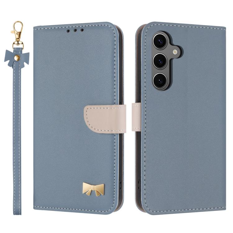 Custodia per telefono in pelle con fiocco in metallo e cinturino da polso, For Samsung Galaxy S25 FE 5G, For Samsung Galaxy S25 Edge 5G, For Samsung Galaxy S25 / S24 5G, For Samsung Galaxy S25+ / S24+ 5G