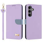 Custodia per telefono in pelle con fiocco in metallo e cinturino da polso, For Samsung Galaxy S25 FE 5G, For Samsung Galaxy S25 Edge 5G, For Samsung Galaxy S25 / S24 5G, For Samsung Galaxy S25+ / S24+ 5G