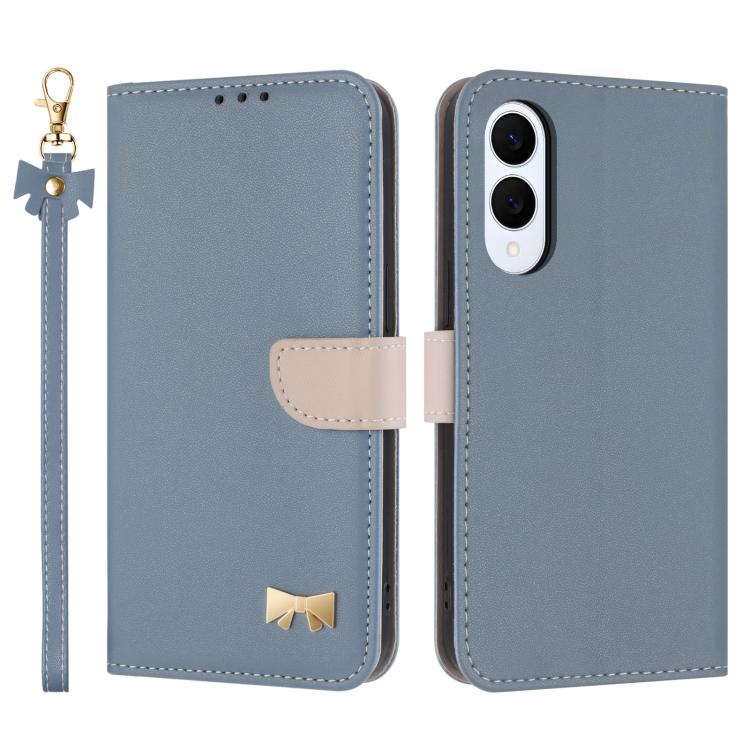 Custodia per telefono in pelle con fiocco in metallo e cinturino da polso, For Samsung Galaxy S25 FE 5G, For Samsung Galaxy S25 Edge 5G, For Samsung Galaxy S25 / S24 5G, For Samsung Galaxy S25+ / S24+ 5G