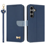 Custodia per telefono in pelle con fiocco in metallo e cinturino da polso, For Samsung Galaxy S25 FE 5G, For Samsung Galaxy S25 Edge 5G, For Samsung Galaxy S25 / S24 5G, For Samsung Galaxy S25+ / S24+ 5G