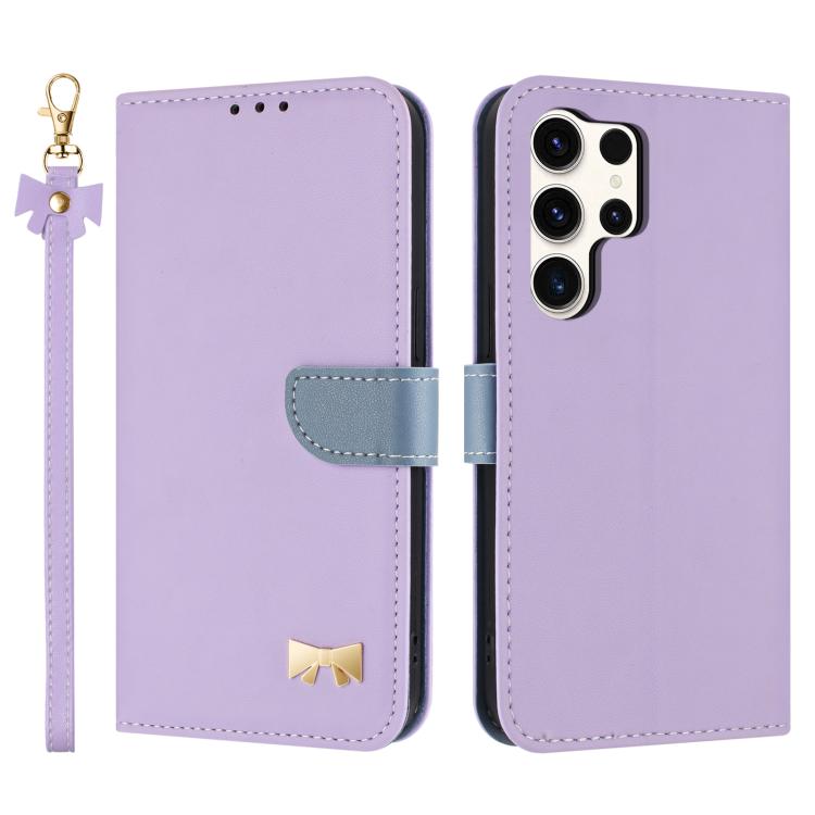 Custodia per telefono in pelle con fiocco in metallo e cinturino da polso, For Galaxy S26 FE 5G, For Samsung Galaxy S26+ 5G, For Samsung Galaxy S26 Ultra 5G, For Samsung Galaxy S26 5G