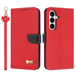 Custodia per telefono in pelle con fiocco in metallo e cinturino da polso, For Galaxy S26 FE 5G, For Samsung Galaxy S26+ 5G, For Samsung Galaxy S26 Ultra 5G, For Samsung Galaxy S26 5G