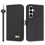 Custodia per telefono in pelle con fiocco in metallo e cinturino da polso, For Galaxy S26 FE 5G, For Samsung Galaxy S26+ 5G, For Samsung Galaxy S26 Ultra 5G, For Samsung Galaxy S26 5G