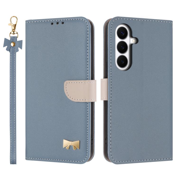 Custodia per telefono in pelle con fiocco in metallo e cinturino da polso, For Galaxy S26 FE 5G, For Samsung Galaxy S26+ 5G, For Samsung Galaxy S26 Ultra 5G, For Samsung Galaxy S26 5G