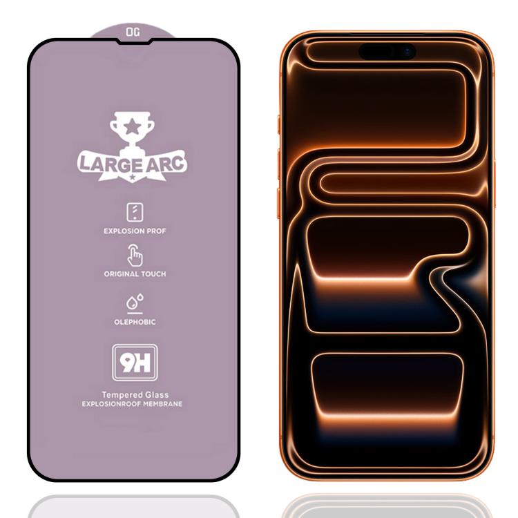 Pellicola in vetro temperato ad arco ampio con spessore di 0,4 mm e rivestimento in alluminio 9H., For iPhone 17 Pro Max, For iPhone 17 Pro, For iPhone 17, For iPhone Air, For iPhone 16 Pro Max, For iPhone 16 Pro, For iPhone 16 Plus / 15 Plus          ...