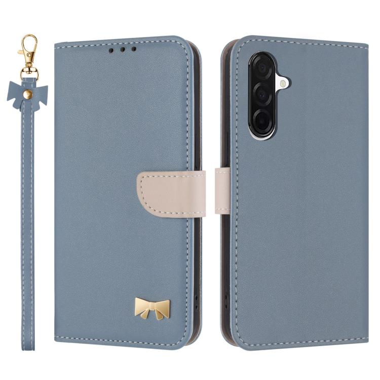 Custodia per telefono in pelle con fiocco in metallo e cinturino da polso, For Samsung Galaxy A26 5G / A17 5G, For Samsung Galaxy A36 / A56 5G, For Samsung Galaxy A16 4G / 5G, For Samsung Galaxy A15 4G / 5G