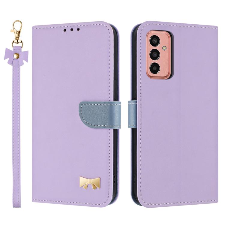 Custodia per telefono in pelle con fiocco in metallo e cinturino da polso, For Samsung Galaxy A13 4G / 5G, For Samsung Galaxy A53 5G, For Samsung Galaxy A33 5G