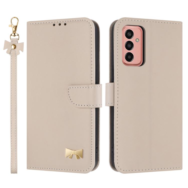 Custodia per telefono in pelle con fiocco in metallo e cinturino da polso, For Samsung Galaxy A13 4G / 5G, For Samsung Galaxy A53 5G, For Samsung Galaxy A33 5G