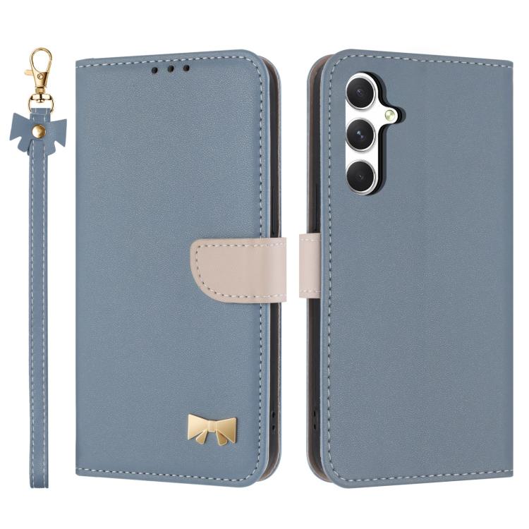 Custodia per telefono in pelle con fiocco in metallo e cinturino da polso, For Samsung Galaxy A14 4G / 5G, For Samsung Galaxy A24 5G, For Samsung Galaxy A34 5G, For Samsung Galaxy A54 5G